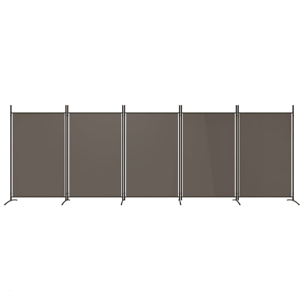 Kamerscherm met 5 panelen 433x180 cm stof antracietkleurig is nu te koop bij PeponiXL, paradijselijk wonen!