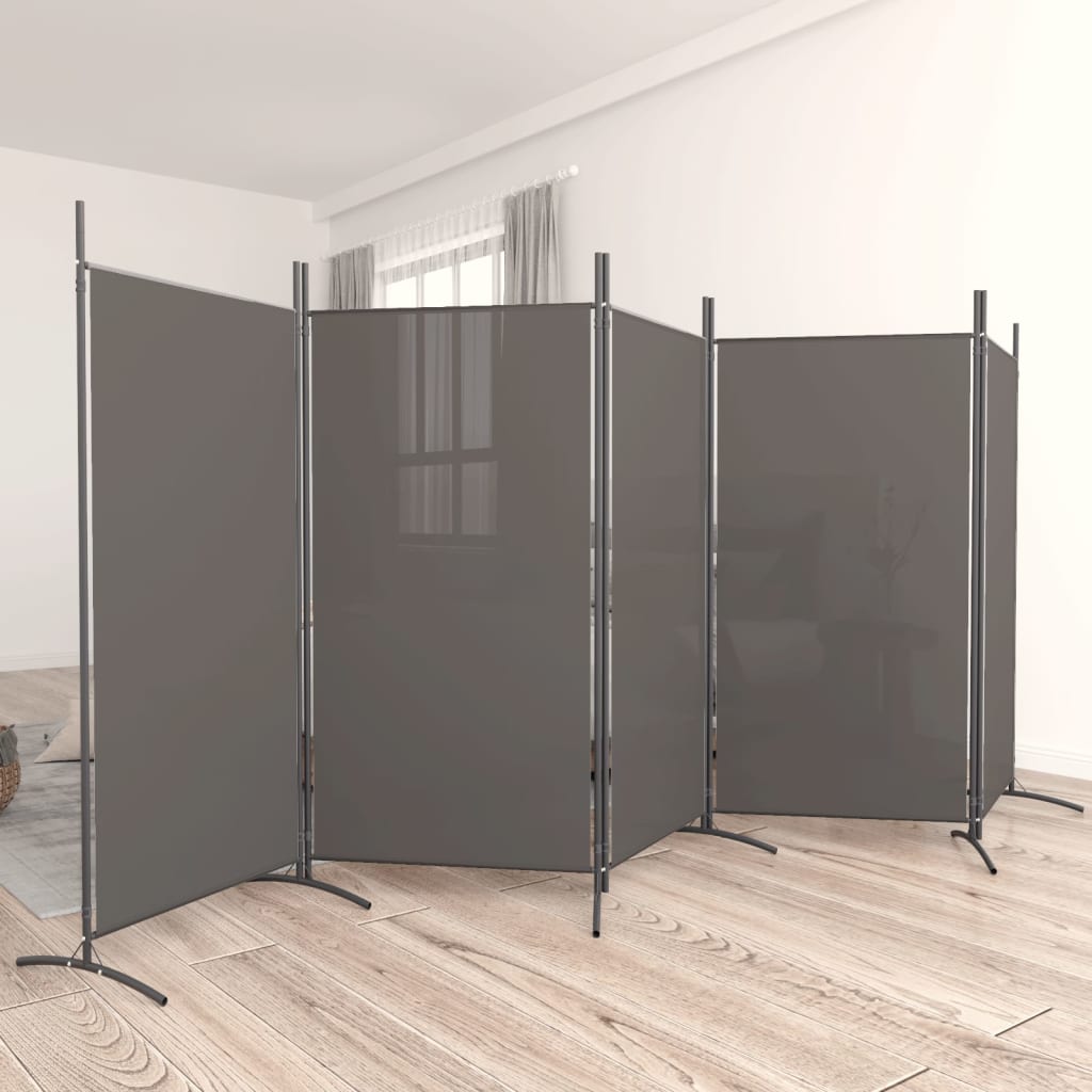 Kamerscherm met 5 panelen 433x180 cm stof antracietkleurig is nu te koop bij PeponiXL, paradijselijk wonen!