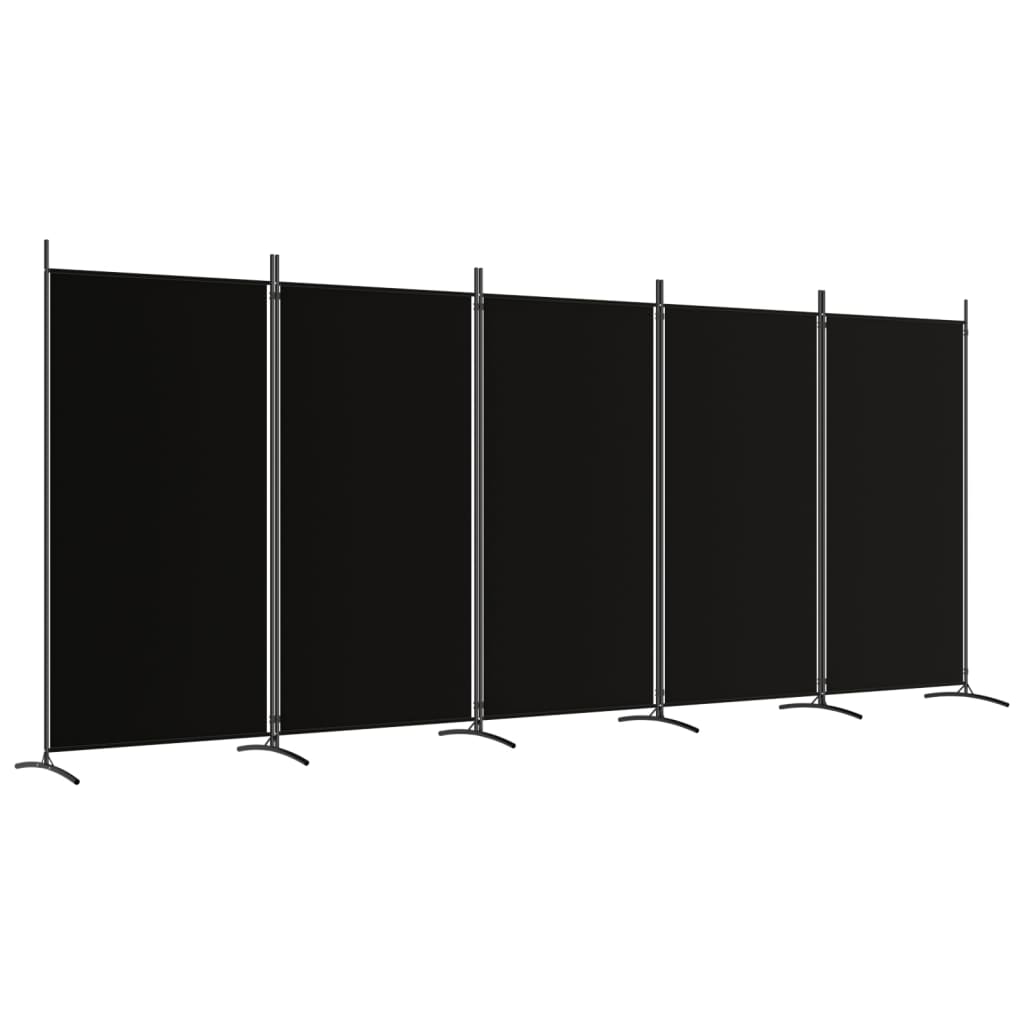 Kamerscherm met 5 panelen 433x180 cm stof zwart is nu te koop bij PeponiXL, paradijselijk wonen!
