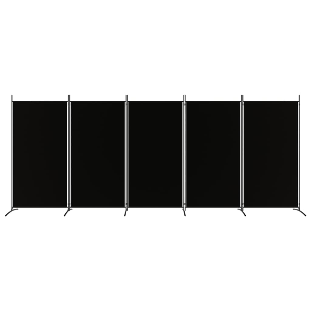 Kamerscherm met 5 panelen 433x180 cm stof zwart is nu te koop bij PeponiXL, paradijselijk wonen!