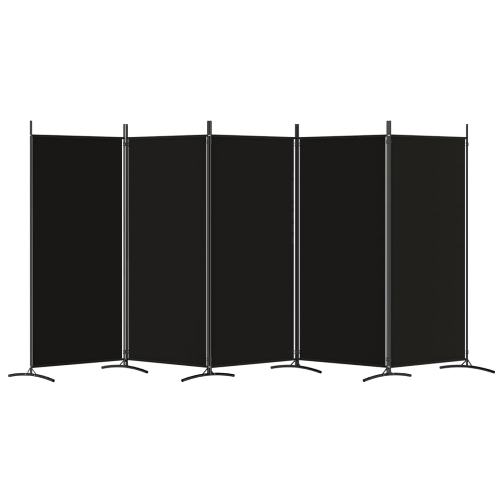 Kamerscherm met 5 panelen 433x180 cm stof zwart is nu te koop bij PeponiXL, paradijselijk wonen!