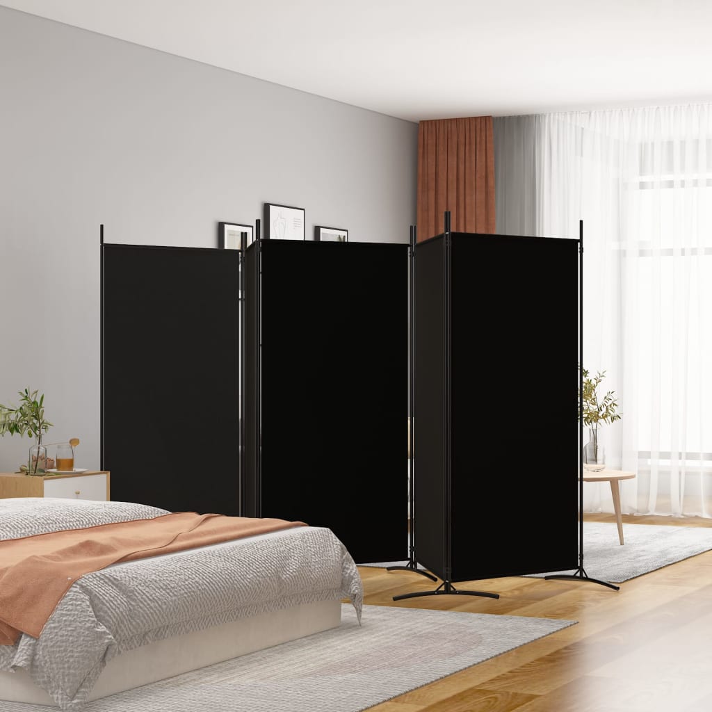 Kamerscherm met 5 panelen 433x180 cm stof zwart is nu te koop bij PeponiXL, paradijselijk wonen!