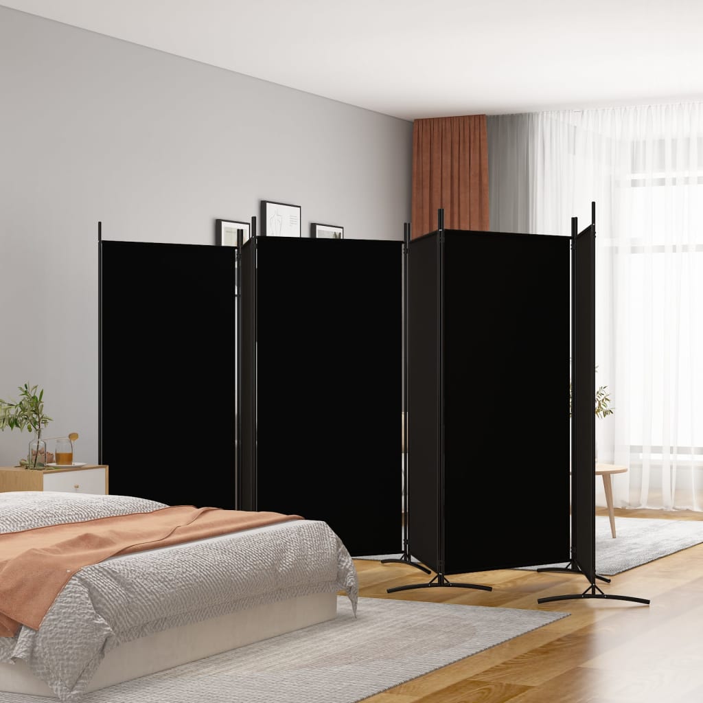 Kamerscherm met 6 panelen 520x180 cm stof zwart is nu te koop bij PeponiXL, paradijselijk wonen!