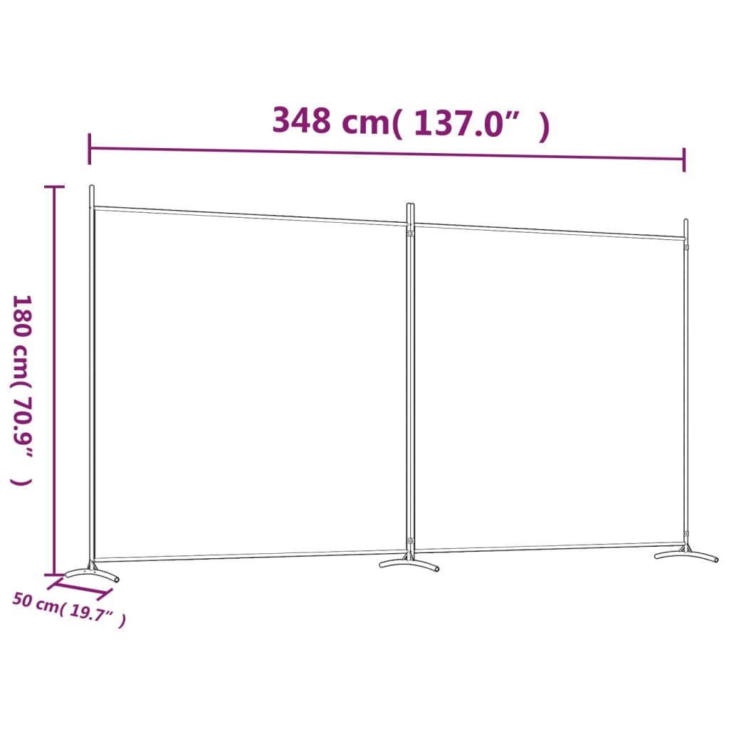 Kamerscherm met 2 panelen 348x180 cm stof wit is nu te koop bij PeponiXL, paradijselijk wonen!