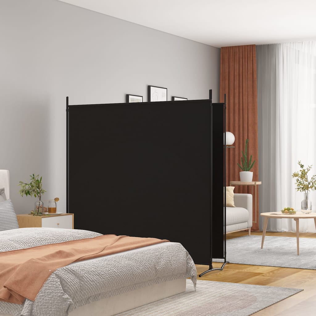 Kamerscherm met 2 panelen 348x180 cm stof zwart is nu te koop bij PeponiXL, paradijselijk wonen!