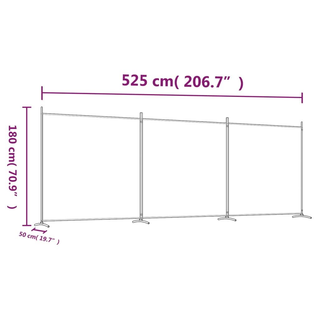 Kamerscherm met 3 panelen 525x180 cm stof antracietkleurig is nu te koop bij PeponiXL, paradijselijk wonen!