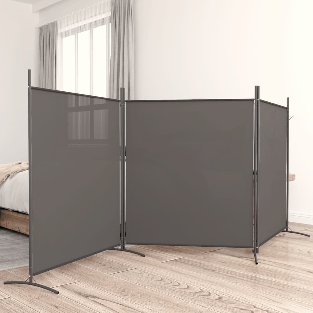 Kamerscherm met 3 panelen 525x180 cm stof antracietkleurig is nu te koop bij PeponiXL, paradijselijk wonen!