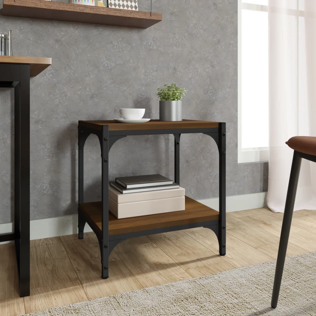 Tv-meubel 40x33x41 cm bewerkt hout en staal bruin eikenkleur is nu te koop bij PeponiXL, paradijselijk wonen!