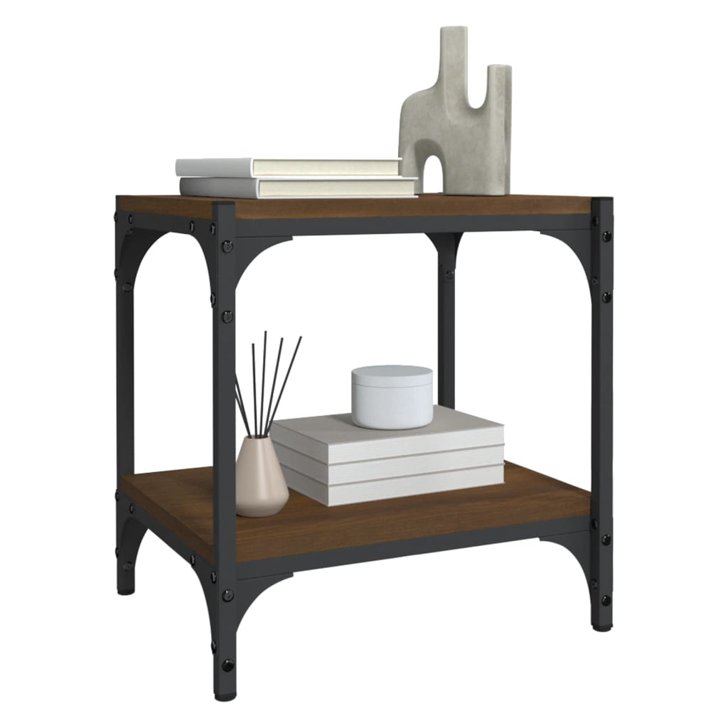 Tv-meubel 40x33x41 cm bewerkt hout en staal bruin eikenkleur is nu te koop bij PeponiXL, paradijselijk wonen!