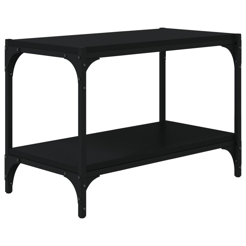 Tv-meubel 60x33x41 cm bewerkt hout en staal zwart is nu te koop bij PeponiXL, paradijselijk wonen!