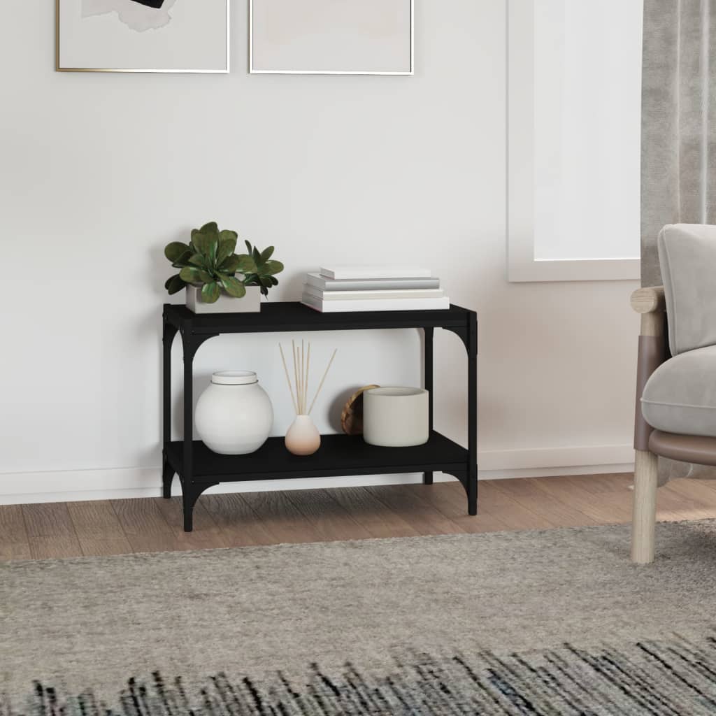Tv-meubel 60x33x41 cm bewerkt hout en staal zwart is nu te koop bij PeponiXL, paradijselijk wonen!