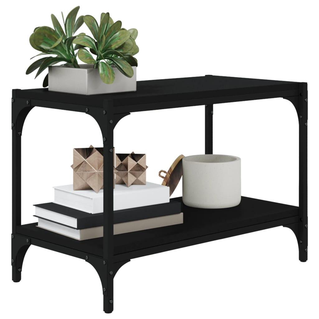 Tv-meubel 60x33x41 cm bewerkt hout en staal zwart is nu te koop bij PeponiXL, paradijselijk wonen!