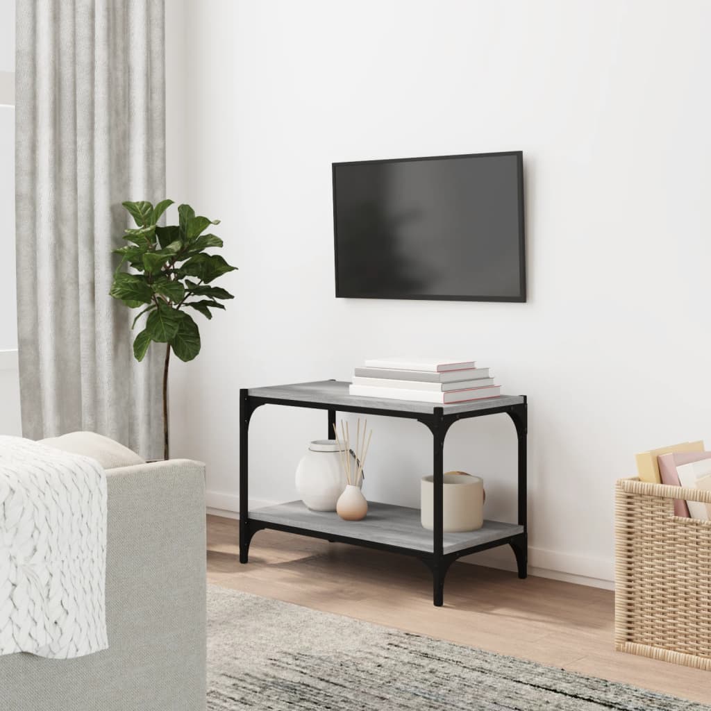 Tv-meubel 60x33x41 cm bewerkt hout en staal grijs sonoma eiken is nu te koop bij PeponiXL, paradijselijk wonen!