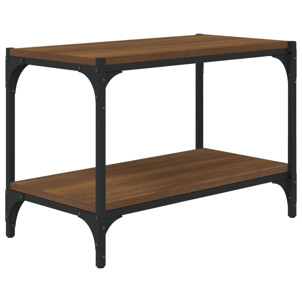 Tv-meubel 60x33x41 cm bewerkt hout en staal bruin eikenkleur is nu te koop bij PeponiXL, paradijselijk wonen!