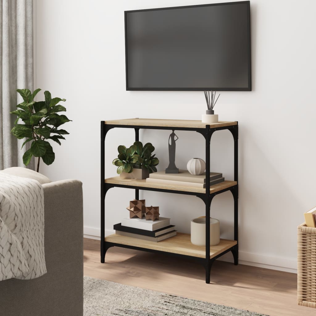 Boekenkast 60x33x70,5cm bewerkt hout en staal sonoma eikenkleur is nu te koop bij PeponiXL, paradijselijk wonen!