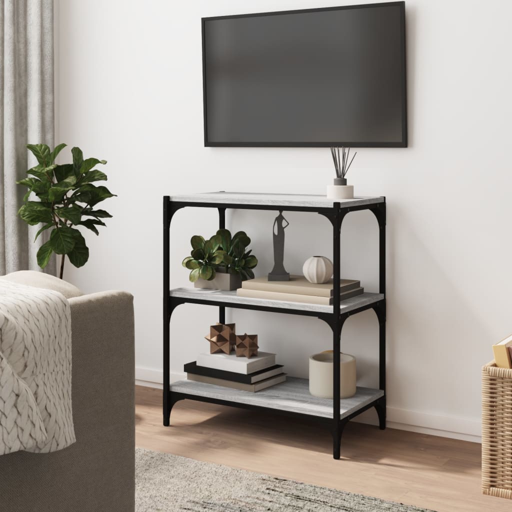 Boekenkast 60x33x70,5 cm hout en staal grijs sonoma eikenkleur is nu te koop bij PeponiXL, paradijselijk wonen!