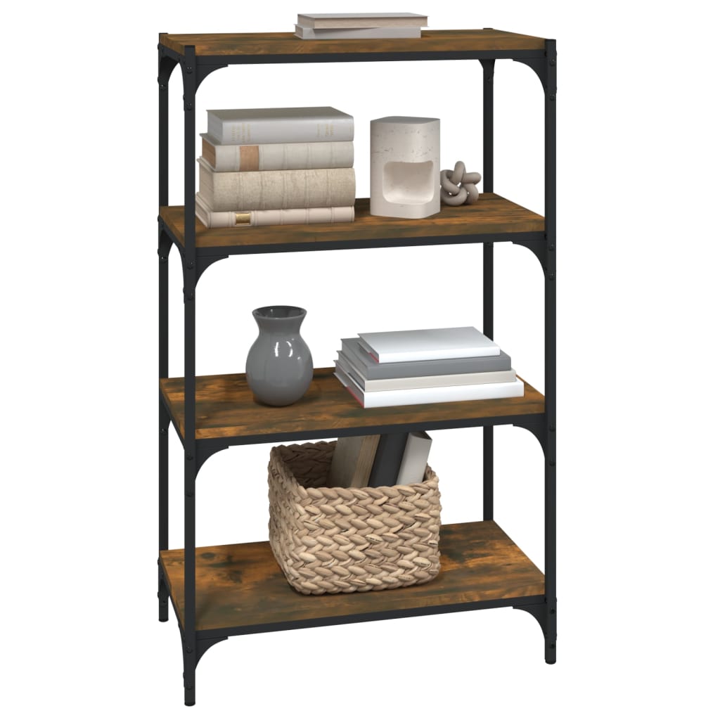 Boekenkast 60x33x100 cm bewerkt hout en staal gerookt eiken is nu te koop bij PeponiXL, paradijselijk wonen!