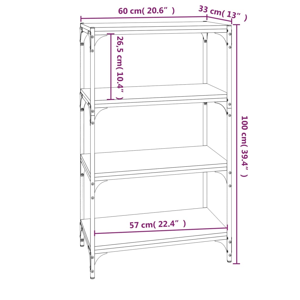 Boekenkast 60x33x100 cm bewerkt hout en staal gerookt eiken is nu te koop bij PeponiXL, paradijselijk wonen!