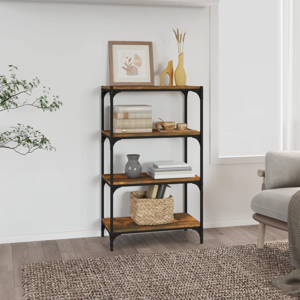 Boekenkast 60x33x100 cm bewerkt hout en staal gerookt eiken is nu te koop bij PeponiXL, paradijselijk wonen!