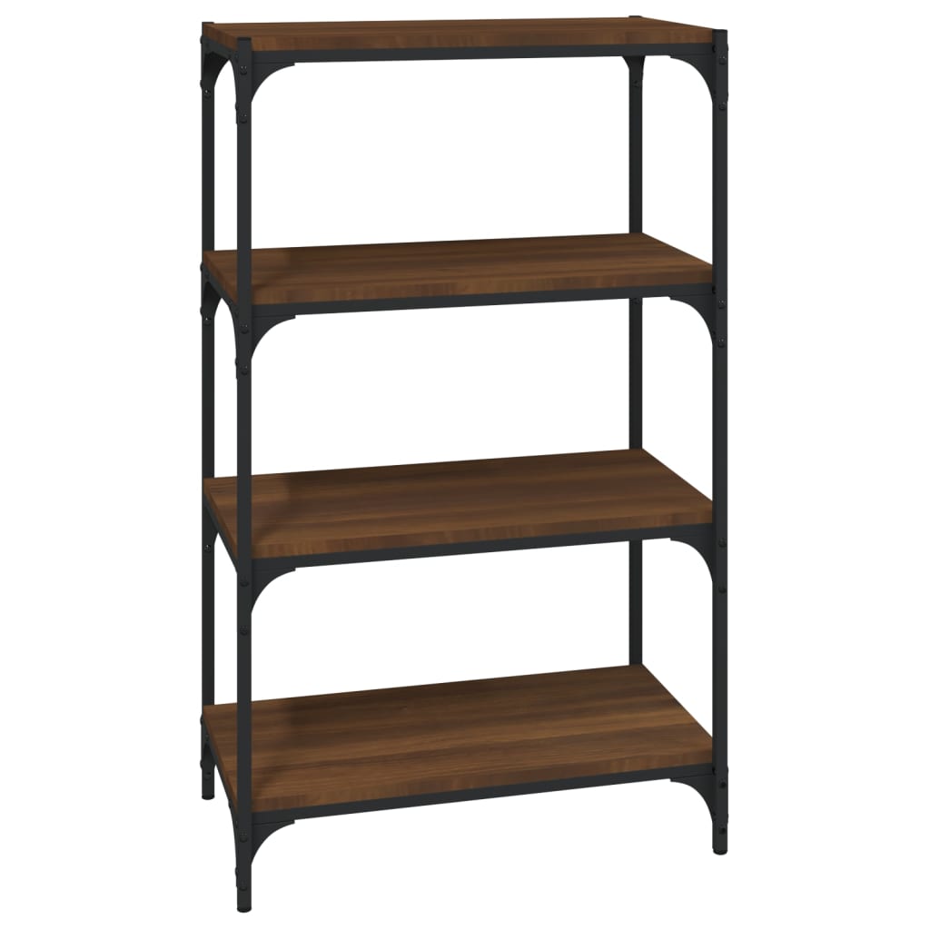 Boekenkast 60x33x100 cm bewerkt hout en staal bruin eikenkleur is nu te koop bij PeponiXL, paradijselijk wonen!