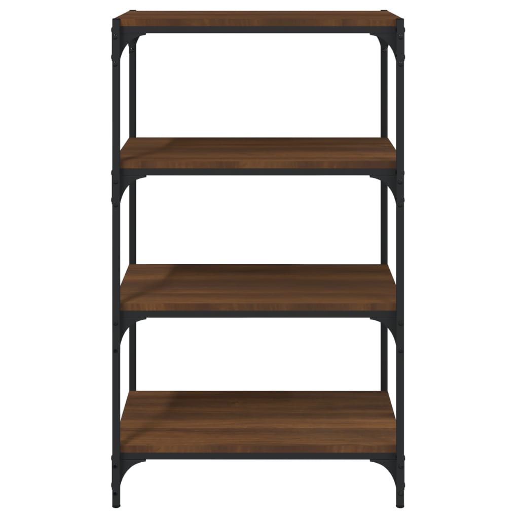 Boekenkast 60x33x100 cm bewerkt hout en staal bruin eikenkleur is nu te koop bij PeponiXL, paradijselijk wonen!