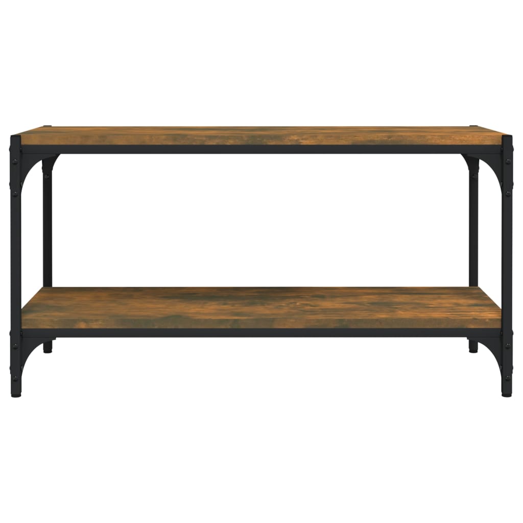 Tv-meubel 80x33x41 cm bewerkt hout en staal gerookt eikenkleur is nu te koop bij PeponiXL, paradijselijk wonen!