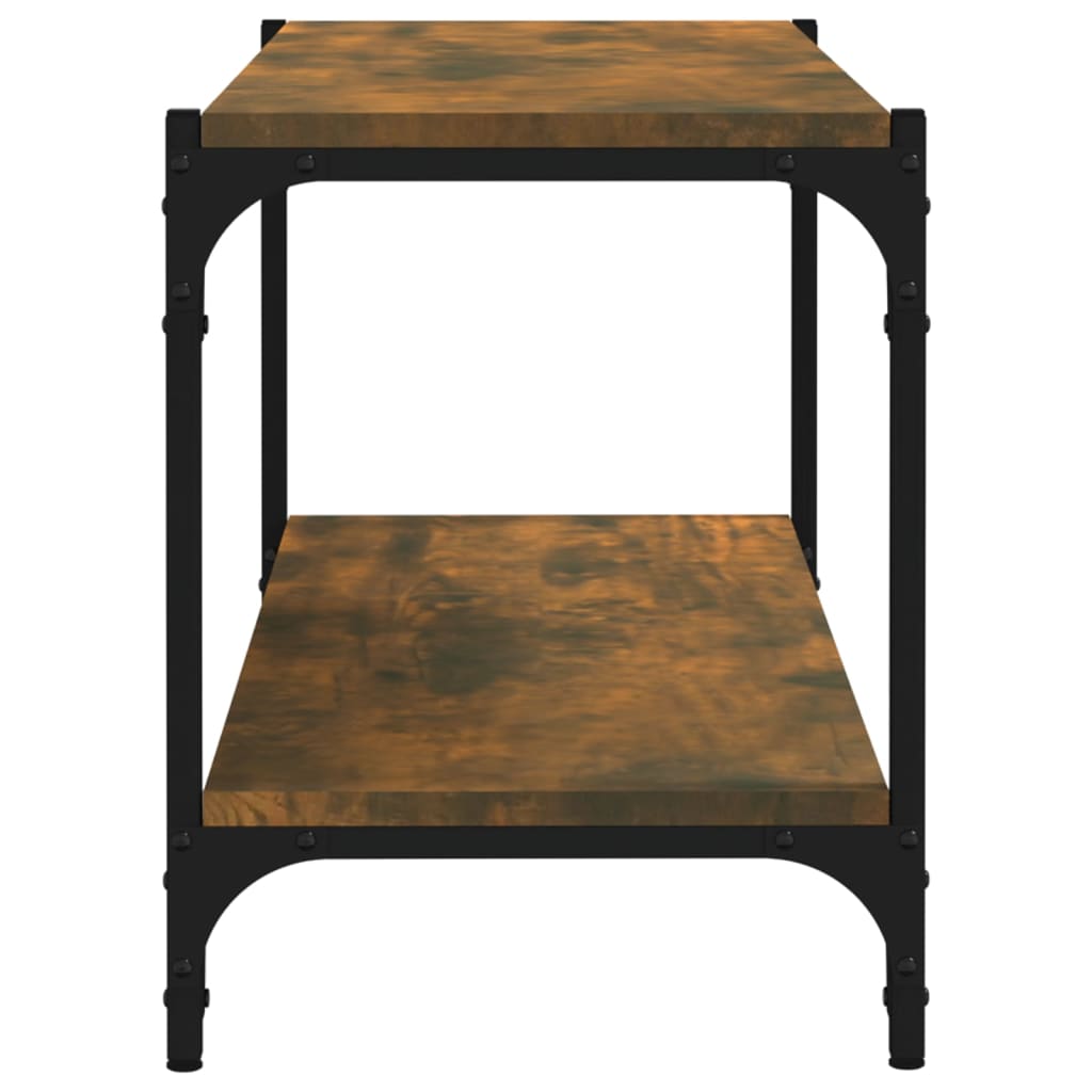Tv-meubel 80x33x41 cm bewerkt hout en staal gerookt eikenkleur is nu te koop bij PeponiXL, paradijselijk wonen!