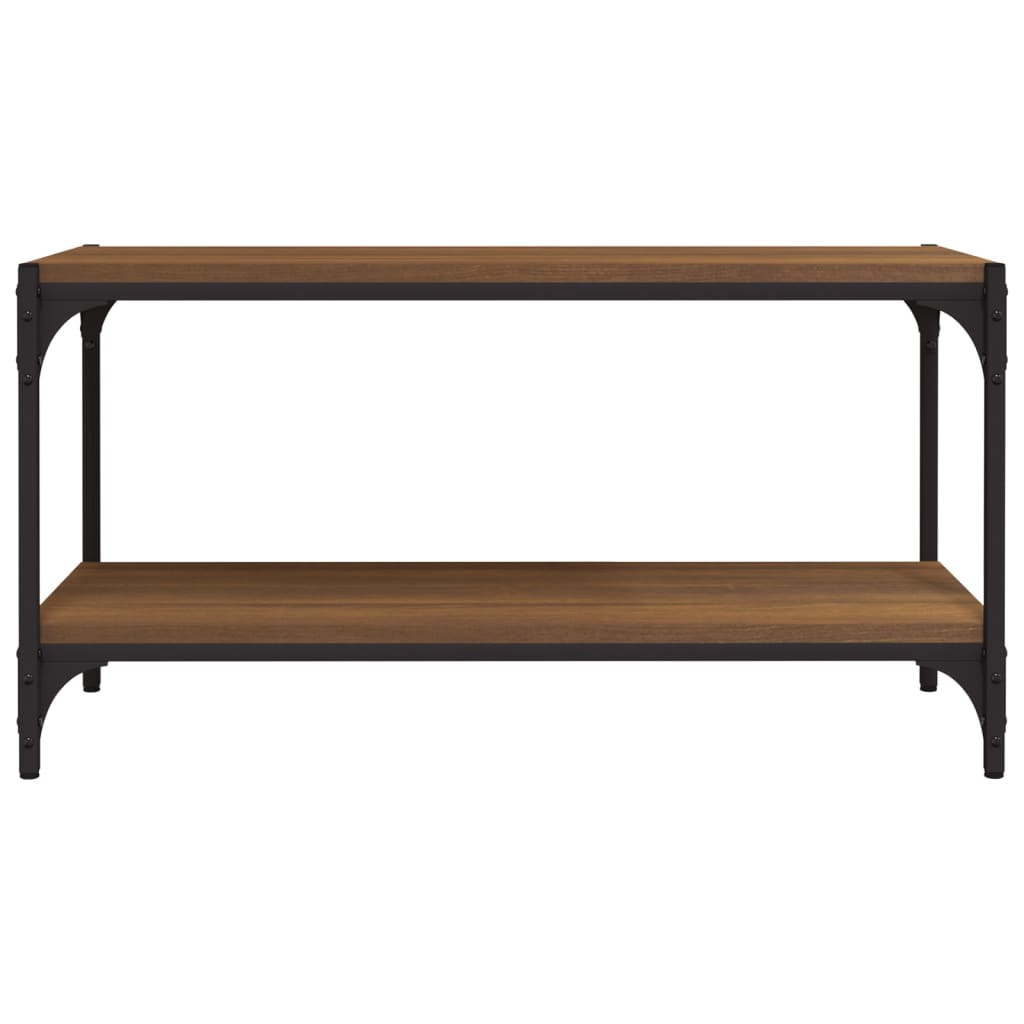 Tv-meubel 80x33x41 cm bewerkt hout en staal bruin eikenkleur is nu te koop bij PeponiXL, paradijselijk wonen!