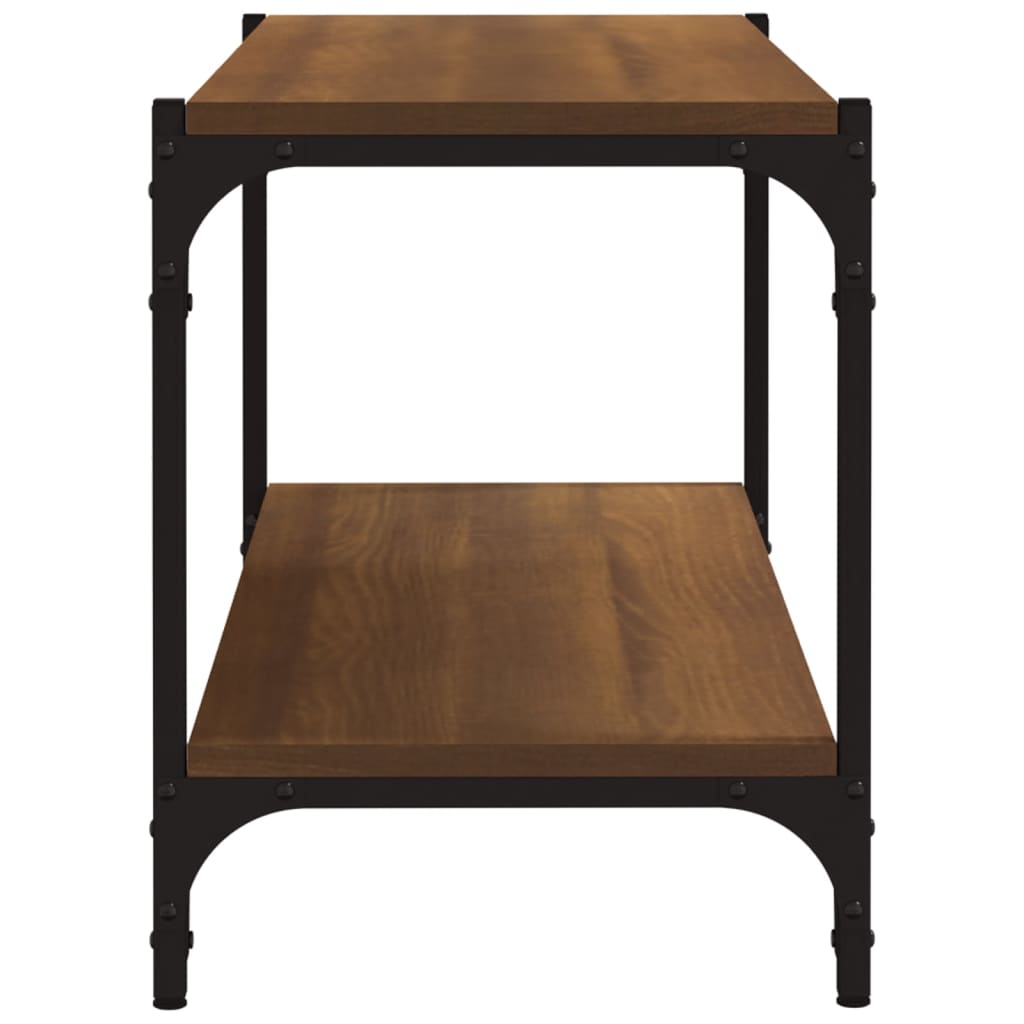 Tv-meubel 80x33x41 cm bewerkt hout en staal bruin eikenkleur is nu te koop bij PeponiXL, paradijselijk wonen!