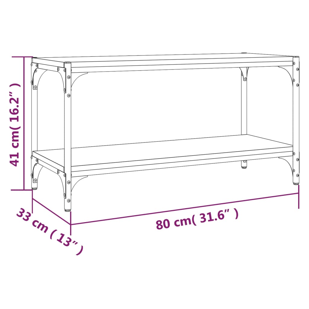 Tv-meubel 80x33x41 cm bewerkt hout en staal bruin eikenkleur is nu te koop bij PeponiXL, paradijselijk wonen!