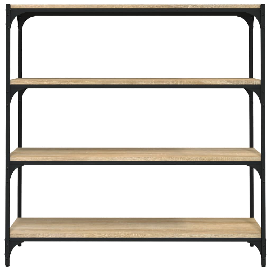 Boekenkast 100x33x100 cm bewerkt hout en staal sonoma eiken is nu te koop bij PeponiXL, paradijselijk wonen!