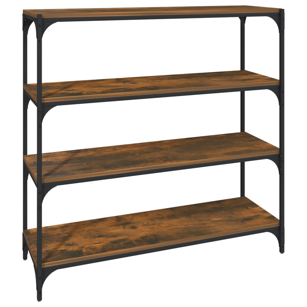 Boekenkast 100x33x100 cm bewerkt hout en staal gerookt eiken is nu te koop bij PeponiXL, paradijselijk wonen!