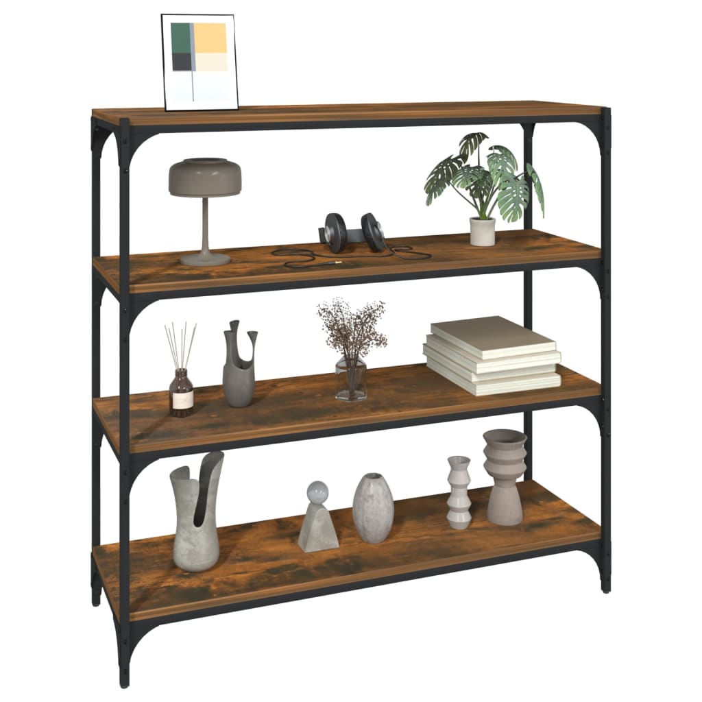 Boekenkast 100x33x100 cm bewerkt hout en staal gerookt eiken is nu te koop bij PeponiXL, paradijselijk wonen!