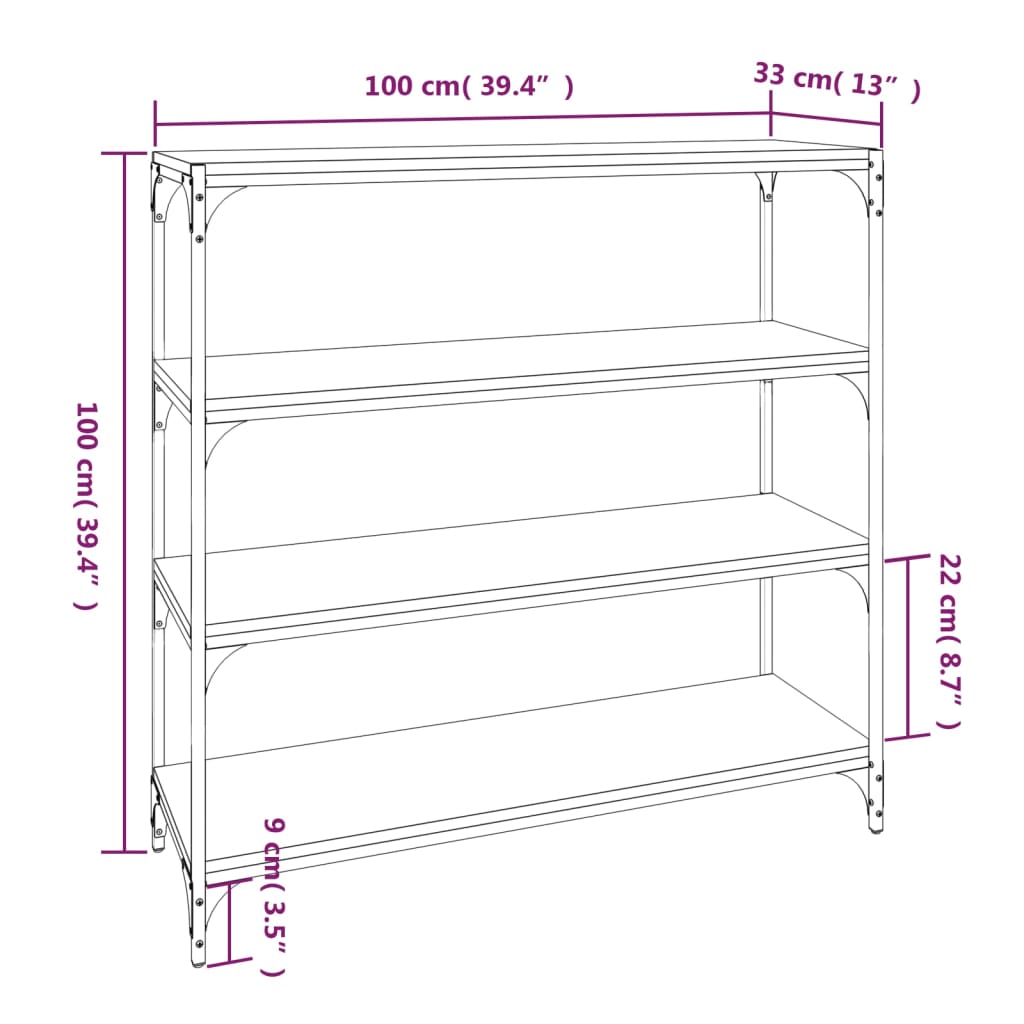 Boekenkast 100x33x100 cm bewerkt hout en staal gerookt eiken is nu te koop bij PeponiXL, paradijselijk wonen!