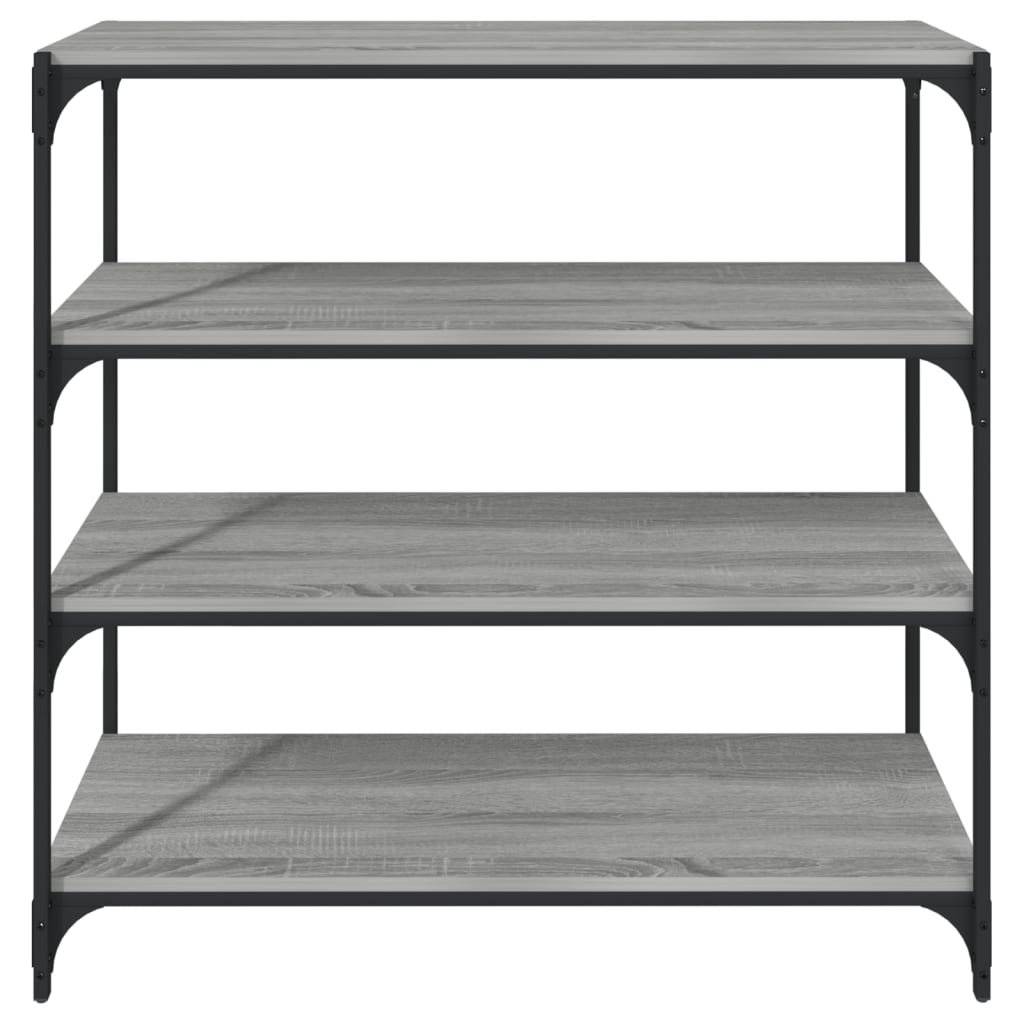 Boekenkast 100x33x100 cm hout en staal grijs sonoma eikenkleur is nu te koop bij PeponiXL, paradijselijk wonen!