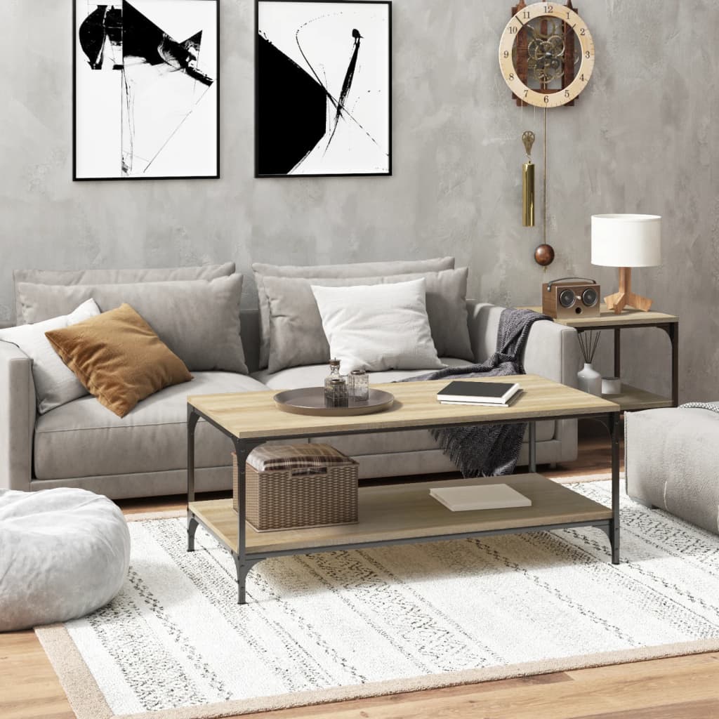 Salontafel 80x50x40 cm bewerkt hout sonoma eikenkleurig is nu te koop bij PeponiXL, paradijselijk wonen!
