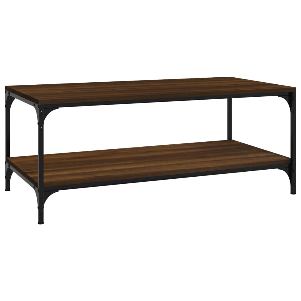Salontafel 80x50x40 cm bewerkt hout bruin eikenkleur is nu te koop bij PeponiXL, paradijselijk wonen!