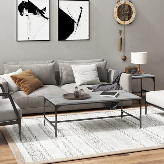 Salontafel 100x50x35 cm bewerkt hout grijs sonoma is nu te koop bij PeponiXL, paradijselijk wonen!