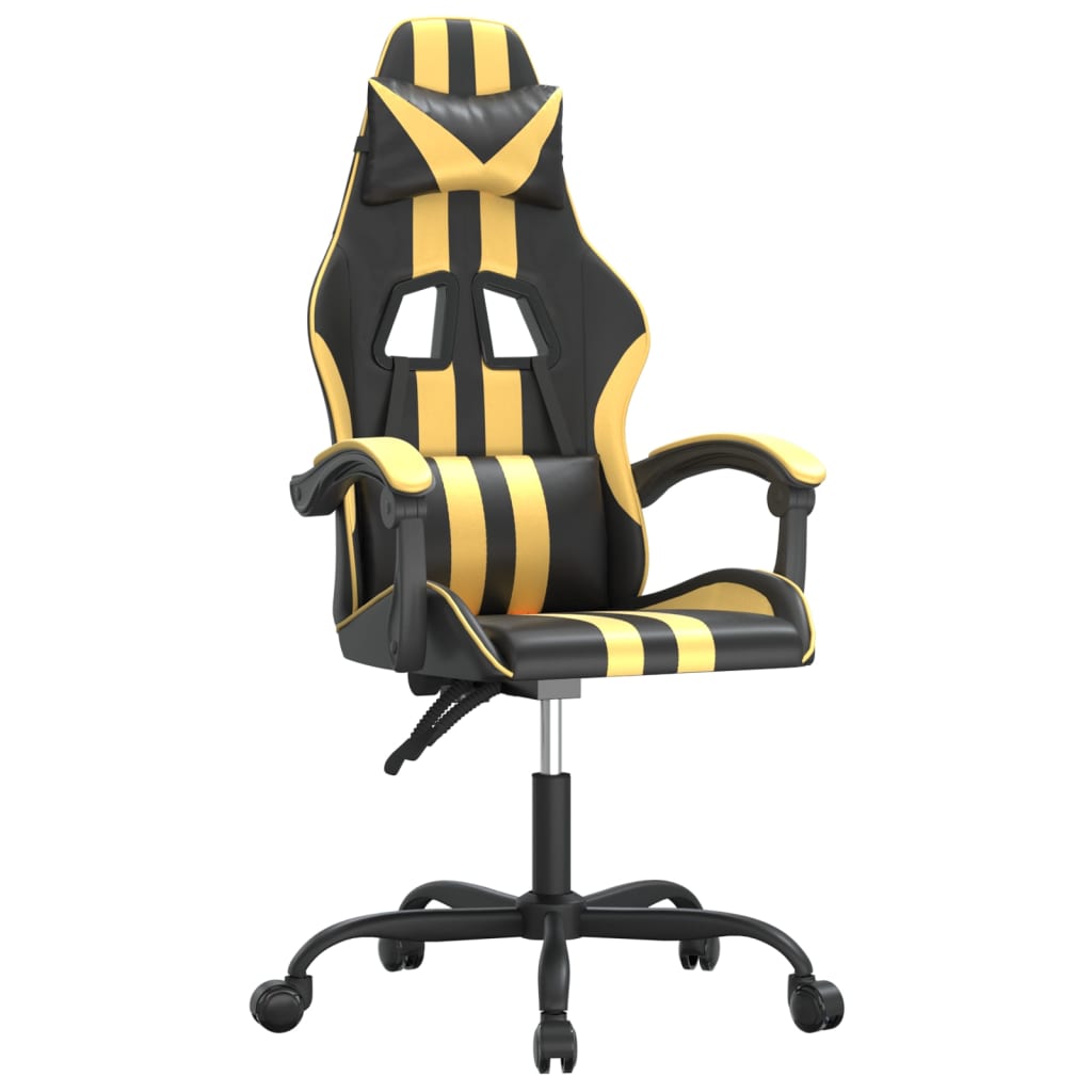 Gamestoel draaibaar kunstleer zwart en goudkleurig is nu te koop bij PeponiXL, paradijselijk wonen!