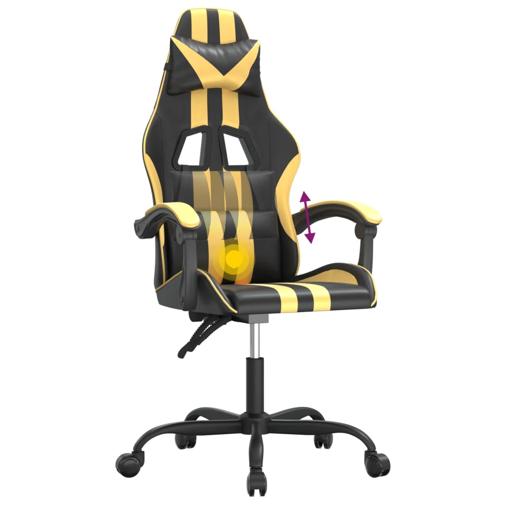 Gamestoel draaibaar kunstleer zwart en goudkleurig is nu te koop bij PeponiXL, paradijselijk wonen!