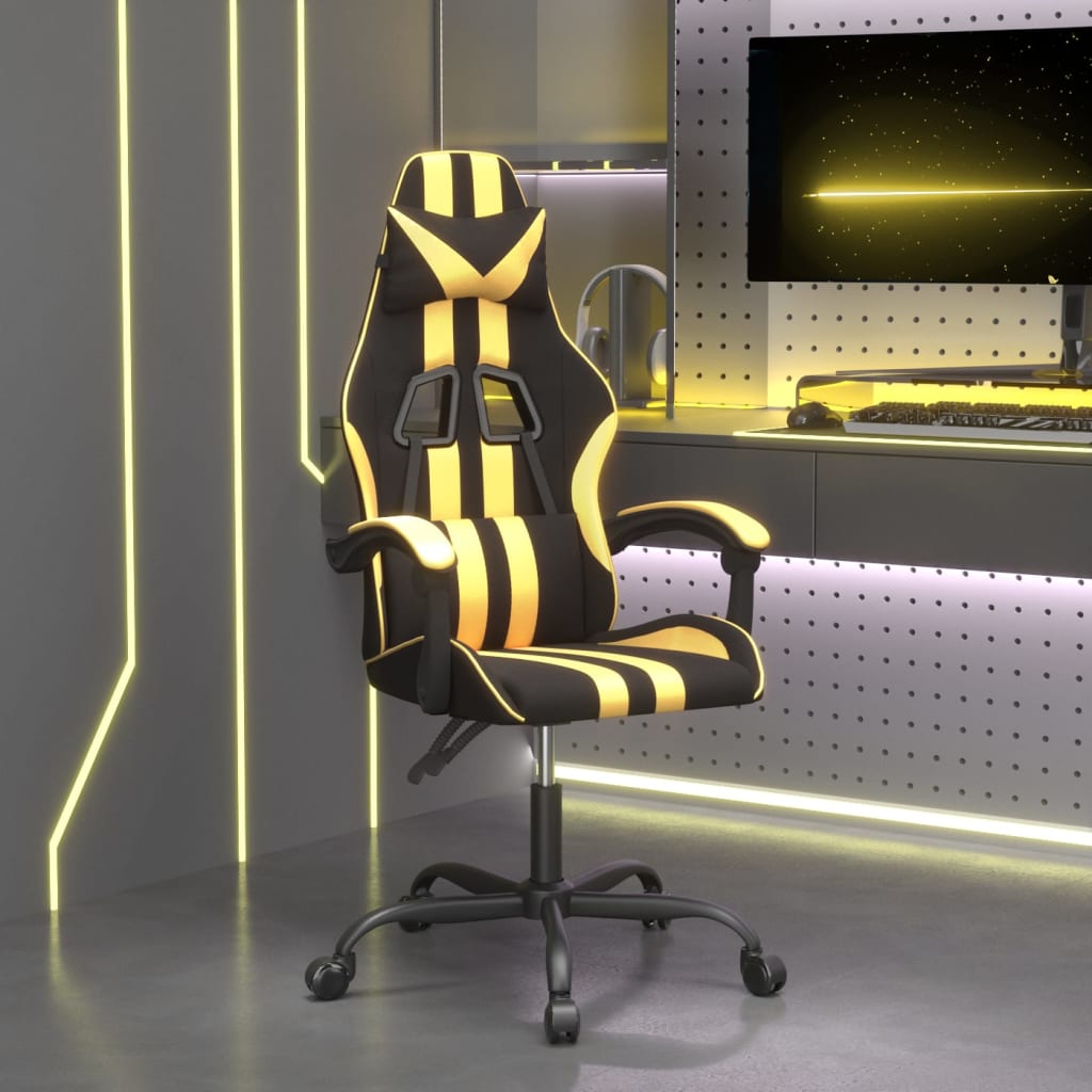 Gamestoel draaibaar kunstleer zwart en goudkleurig is nu te koop bij PeponiXL, paradijselijk wonen!