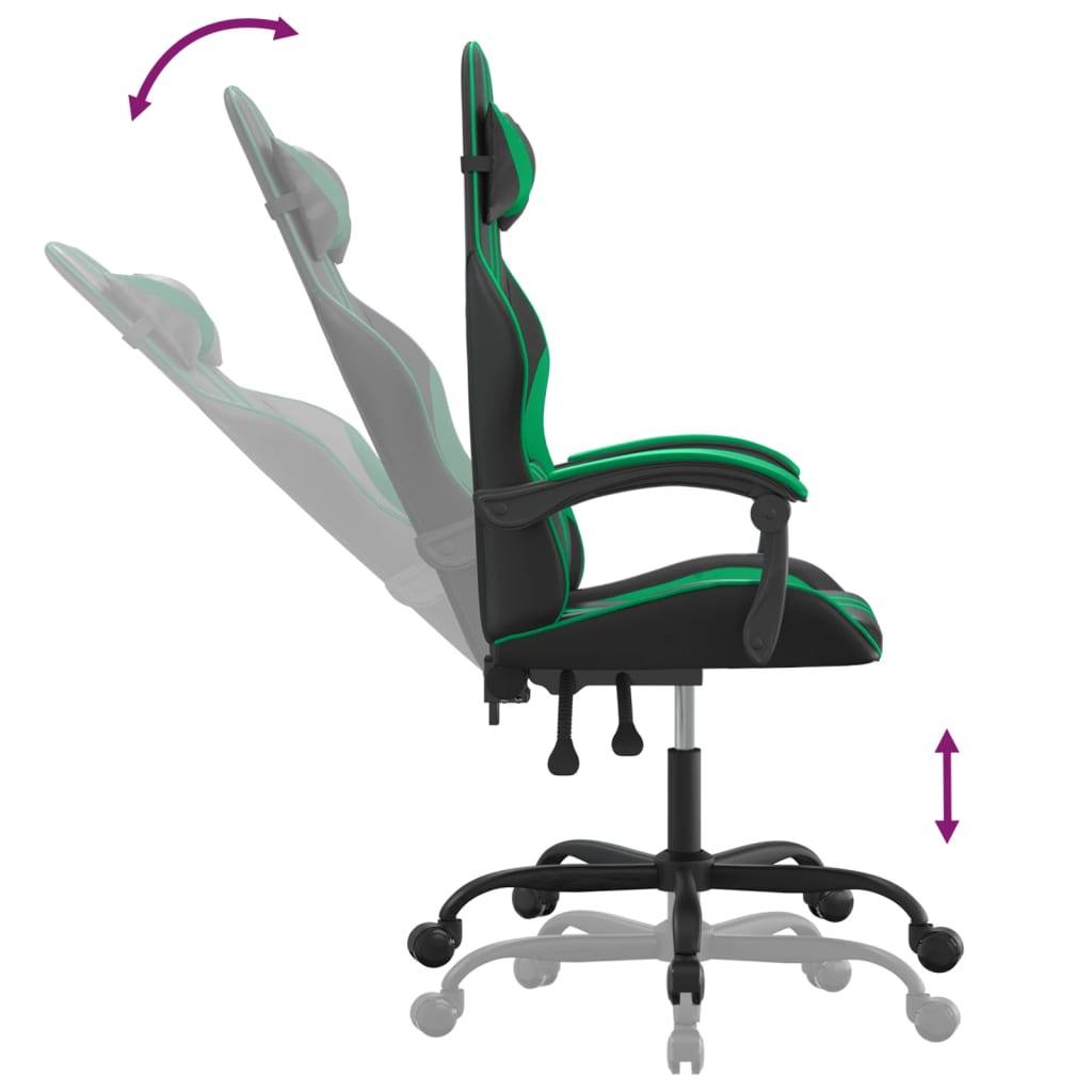 Gamestoel draaibaar kunstleer zwart en groen is nu te koop bij PeponiXL, paradijselijk wonen!