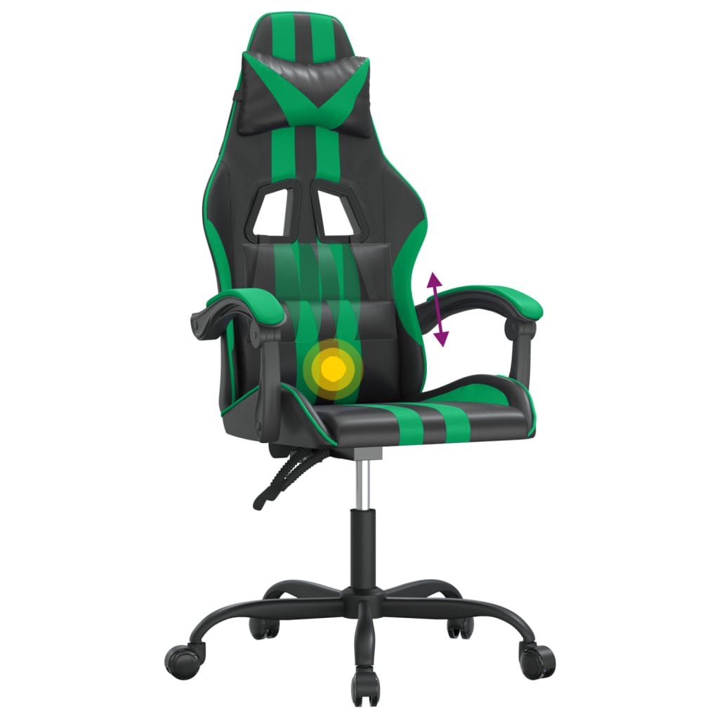Gamestoel draaibaar kunstleer zwart en groen is nu te koop bij PeponiXL, paradijselijk wonen!