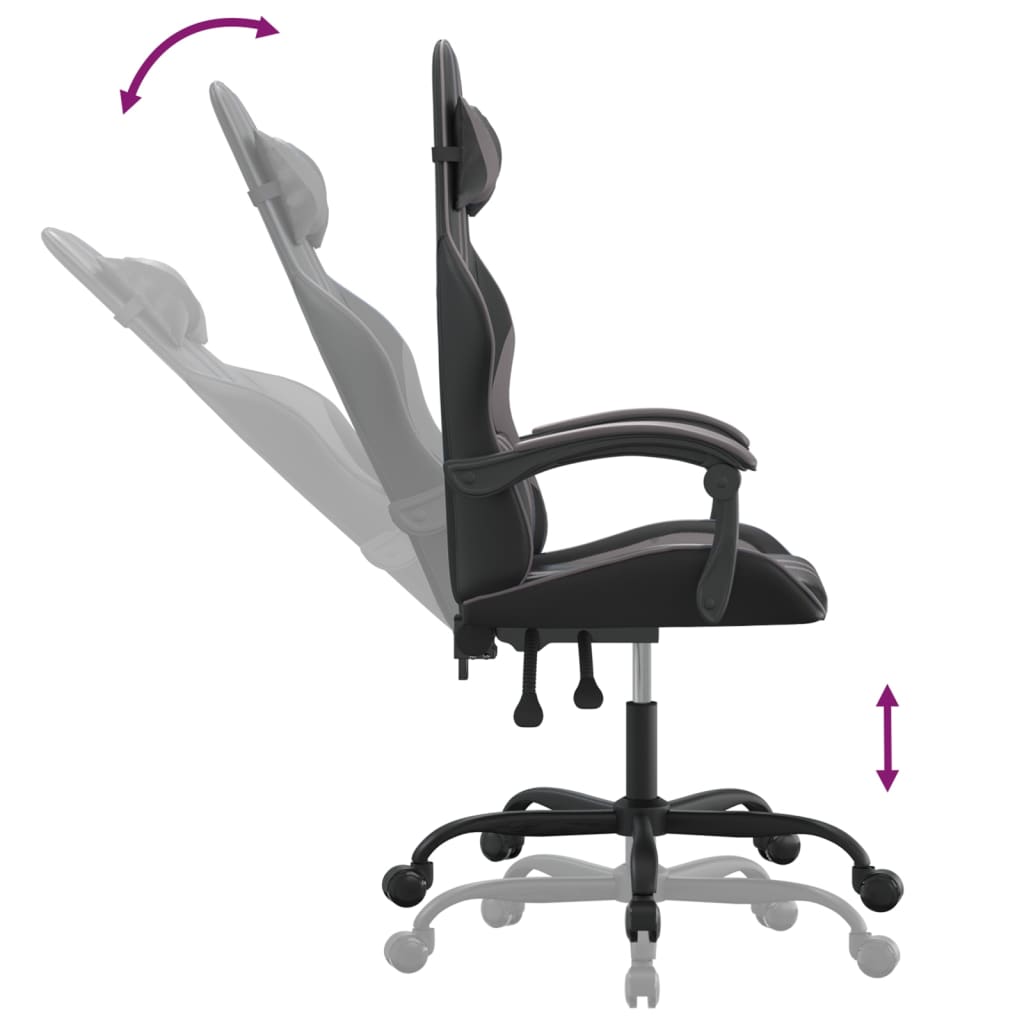 Gamestoel draaibaar kunstleer zwart en grijs is nu te koop bij PeponiXL, paradijselijk wonen!