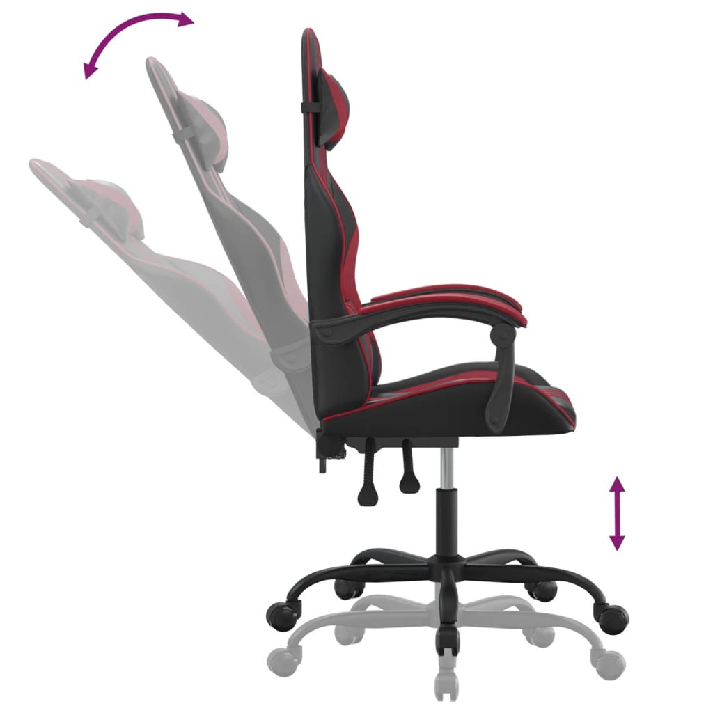 Gamestoel draaibaar kunstleer zwart en wijnrood is nu te koop bij PeponiXL, paradijselijk wonen!