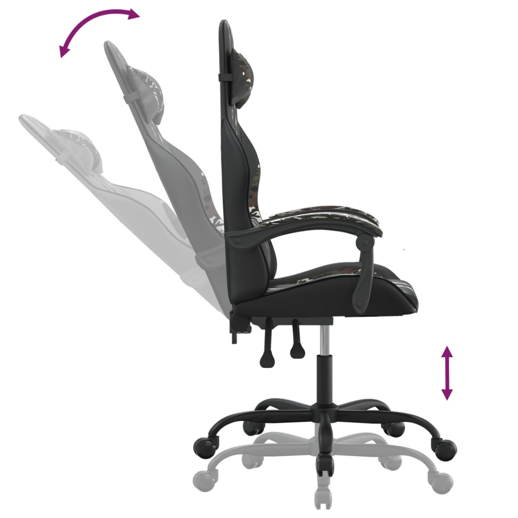 Gamestoel draaibaar kunstleer zwart en camouflage is nu te koop bij PeponiXL, paradijselijk wonen!