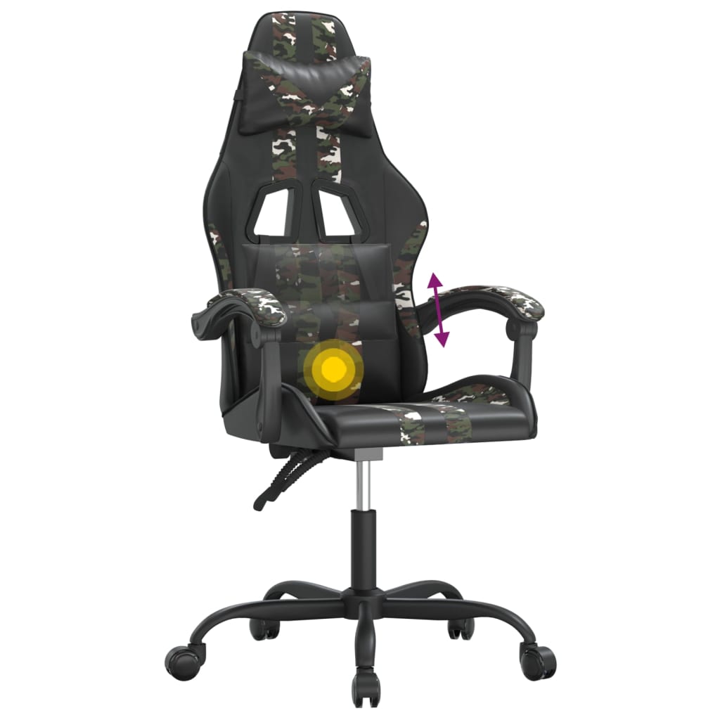 Gamestoel draaibaar kunstleer zwart en camouflage is nu te koop bij PeponiXL, paradijselijk wonen!