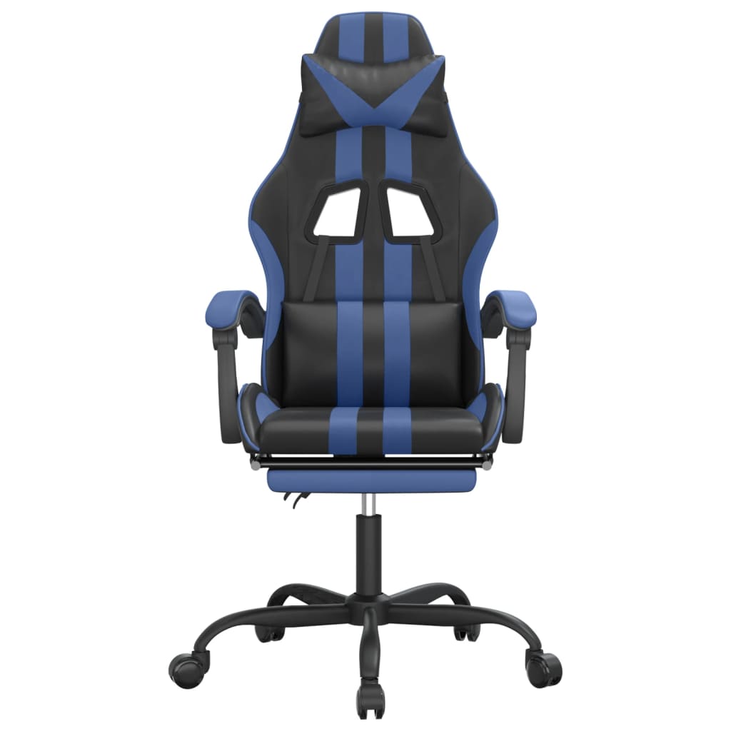 Gamestoel draaibaar met voetensteun kunstleer zwart en blauw is nu te koop bij PeponiXL, paradijselijk wonen!