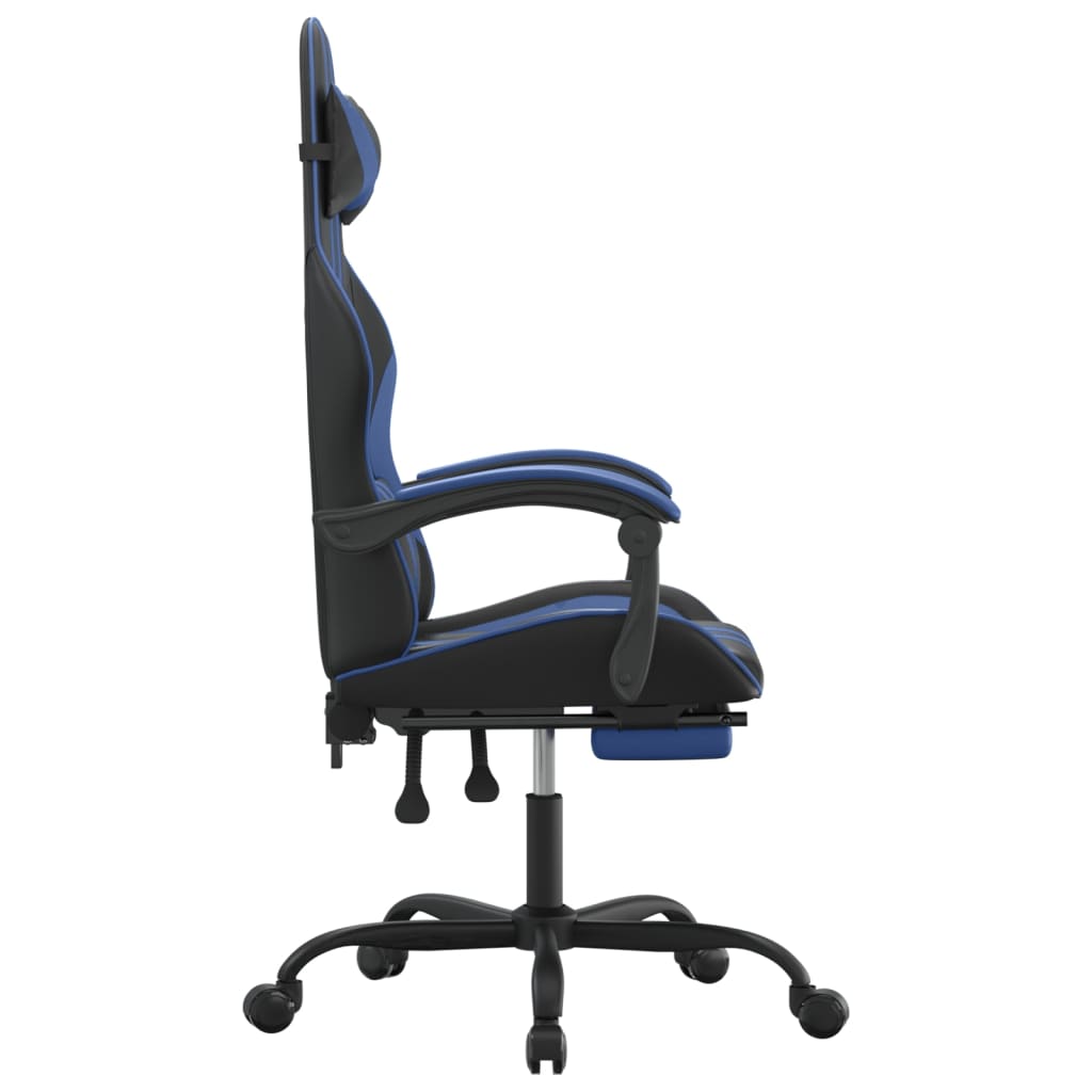 Gamestoel draaibaar met voetensteun kunstleer zwart en blauw is nu te koop bij PeponiXL, paradijselijk wonen!