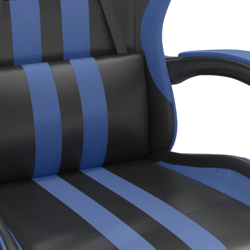 Gamestoel draaibaar met voetensteun kunstleer zwart en blauw is nu te koop bij PeponiXL, paradijselijk wonen!